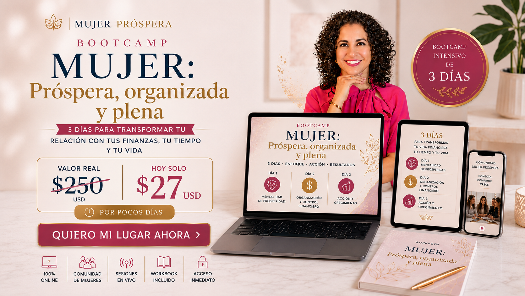 Mujer Próspera Organizada y Plena — 3 días para transformar tu relación con tus finanzas